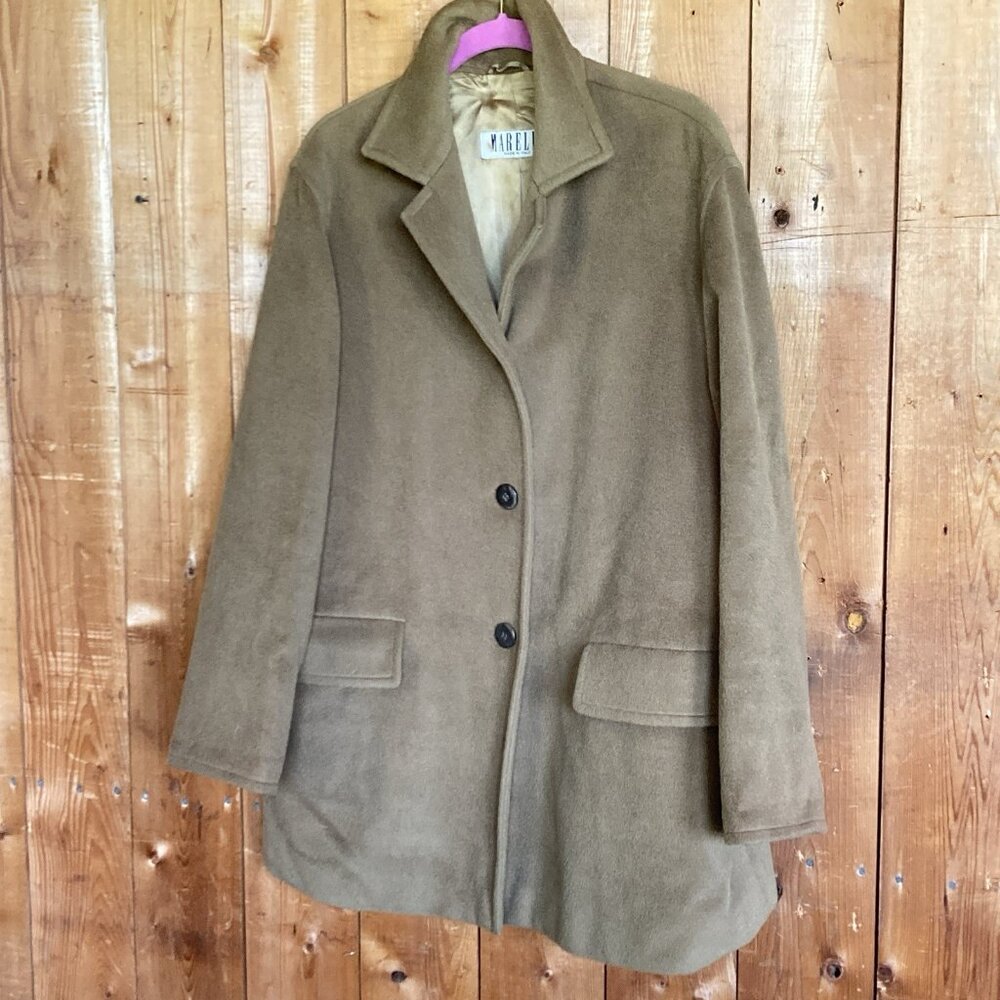 MARELLA Italy VTG Coat Dark Tan Boxy Jacket Fine Wool Cashmere Old Money Sz 10